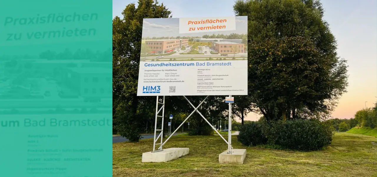 Bauschild zum Neubau des MVZ der Stadt Bad Bramstedt